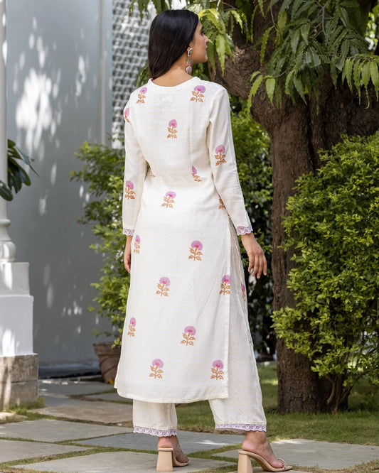 Yellow Jaal Mogra Kurta Set