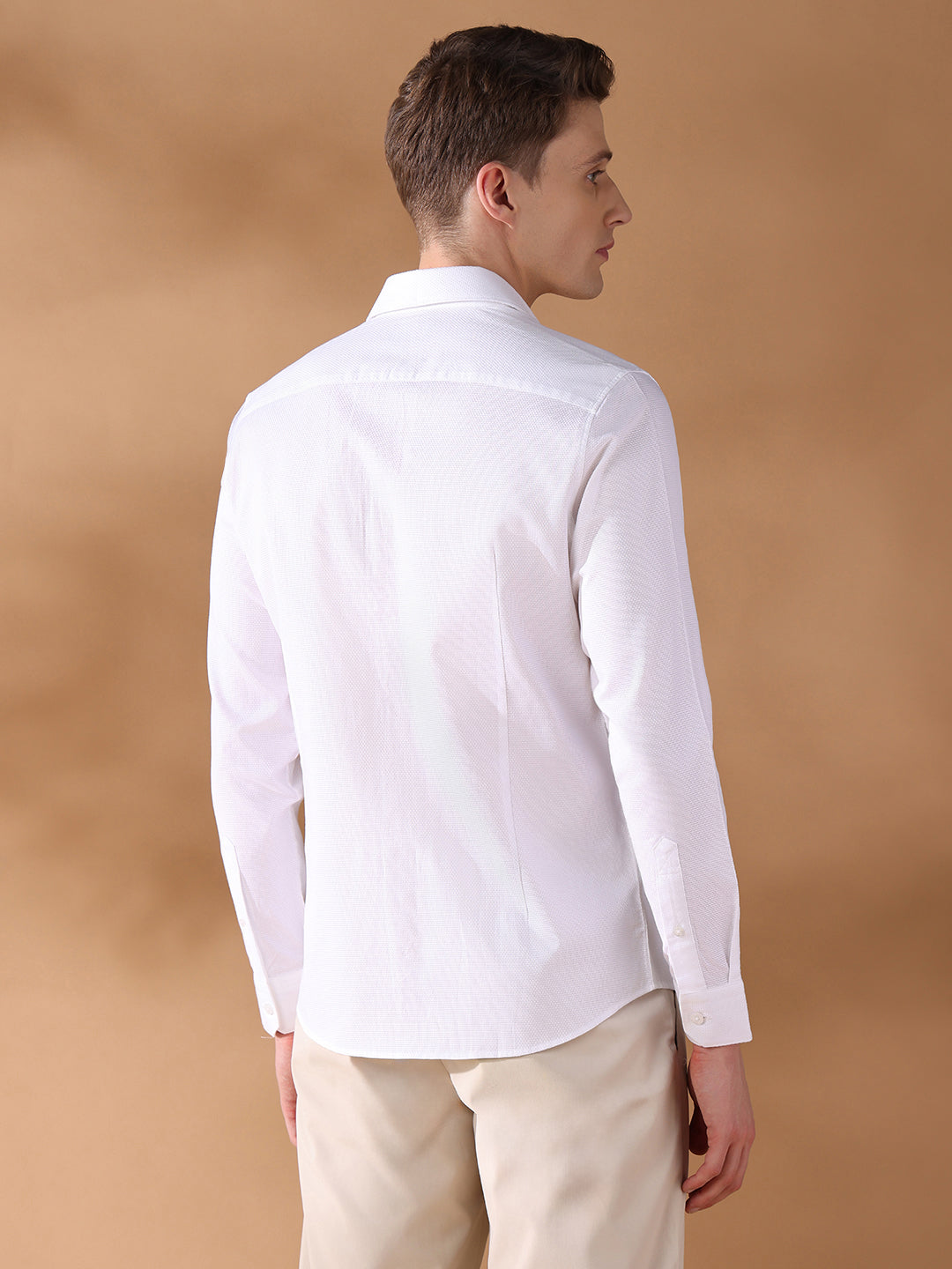 White Slim Fit Solid Formal Shirt for Men (FIANO)