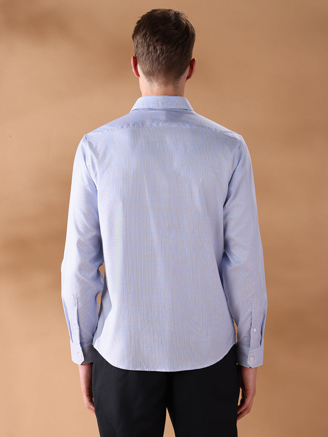 Blue Regular Fit Checked Formal Shirt for Men (CARLA)