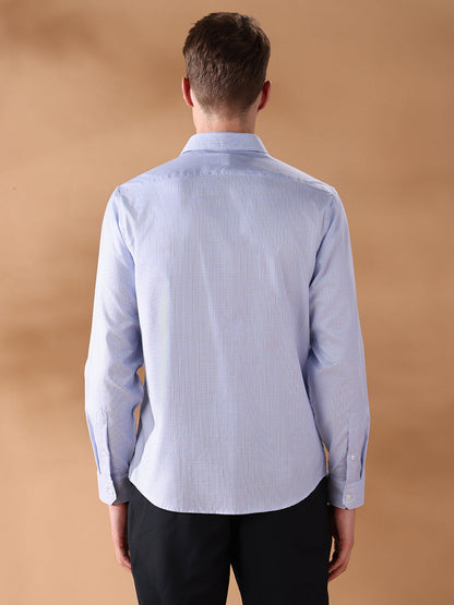Blue Regular Fit Checked Formal Shirt for Men (CARLA)