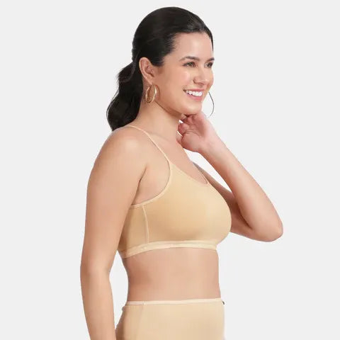 Soft comfortable girls bra nude Envie 3/4th coverage non wired non padded lightweight beginners bra for teens