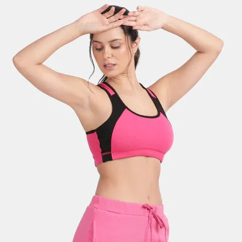 Envie cotton padded sports bra with removable pads and non-wired comfort