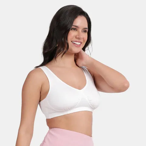 Non padded non wired sleeping bra Envie NVB1022 white full coverage gentle support sleep bra