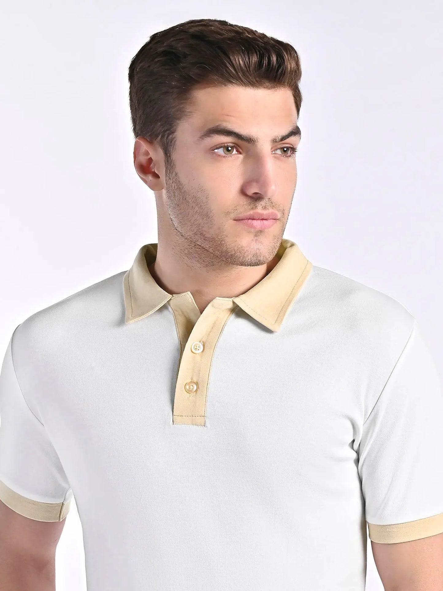 Men's Smooth-Touch Contrast White Polo Vellure