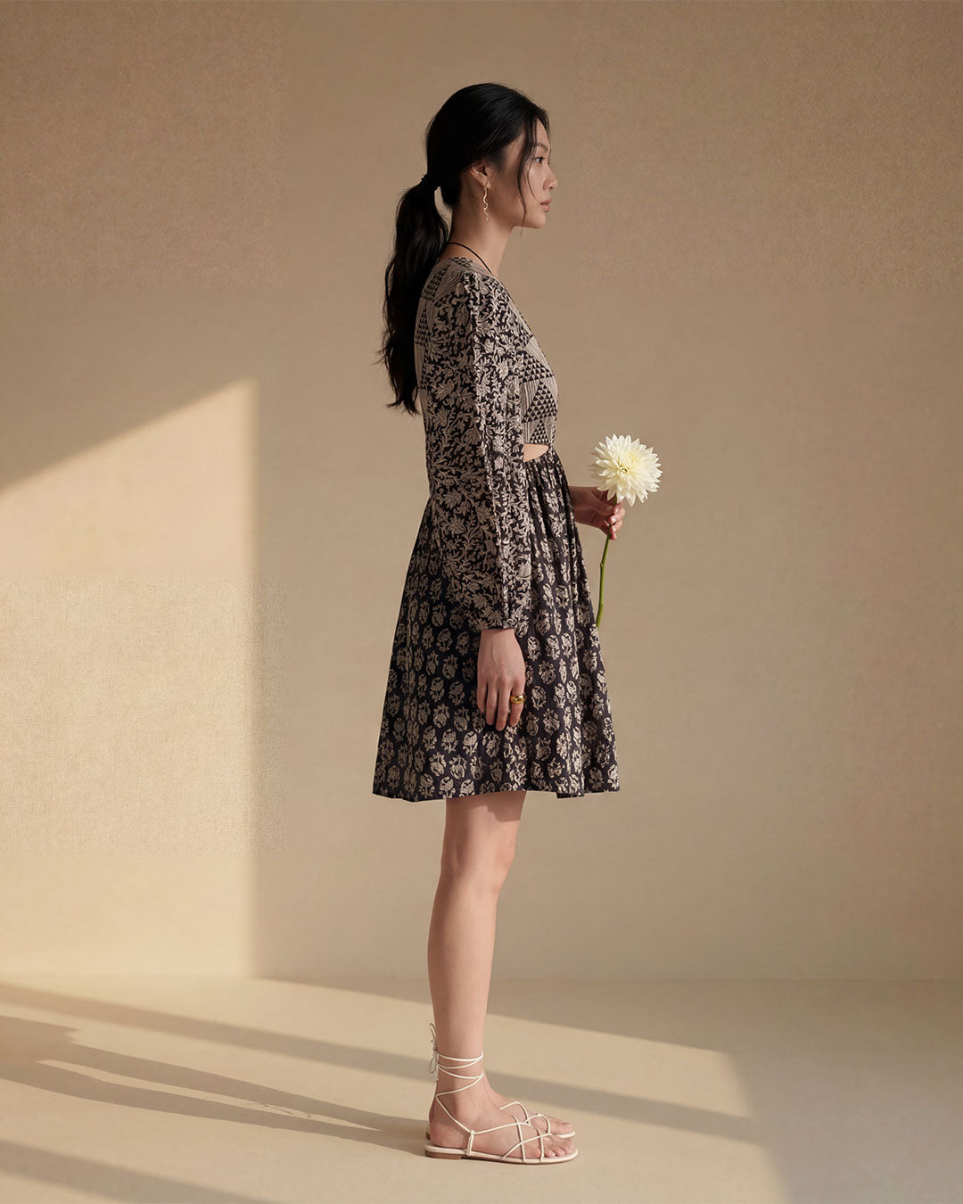 Black Cotton Floral Dress