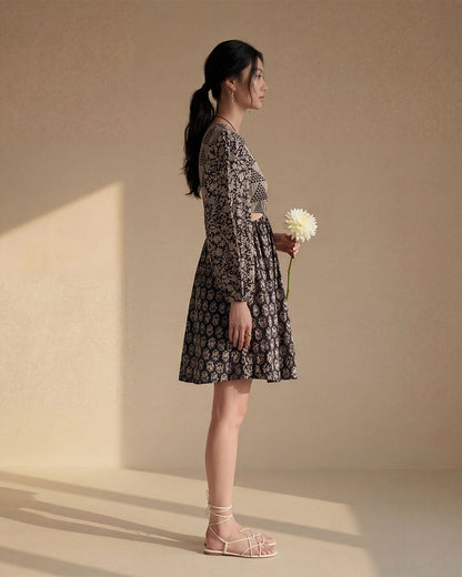 Black Cotton Floral Dress