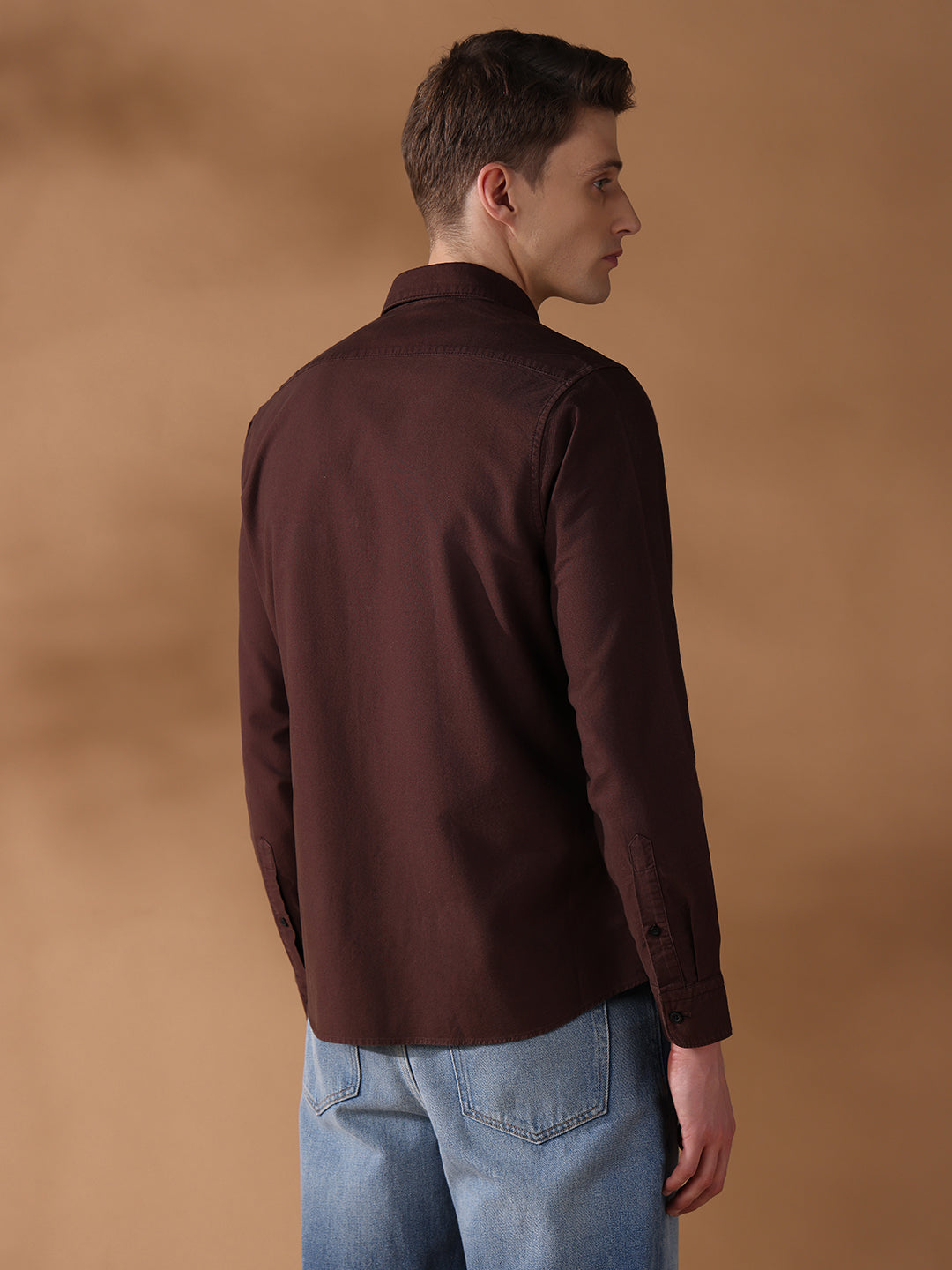 Brown Regular Fit Solid Casual Shirt for Men (SONNY)