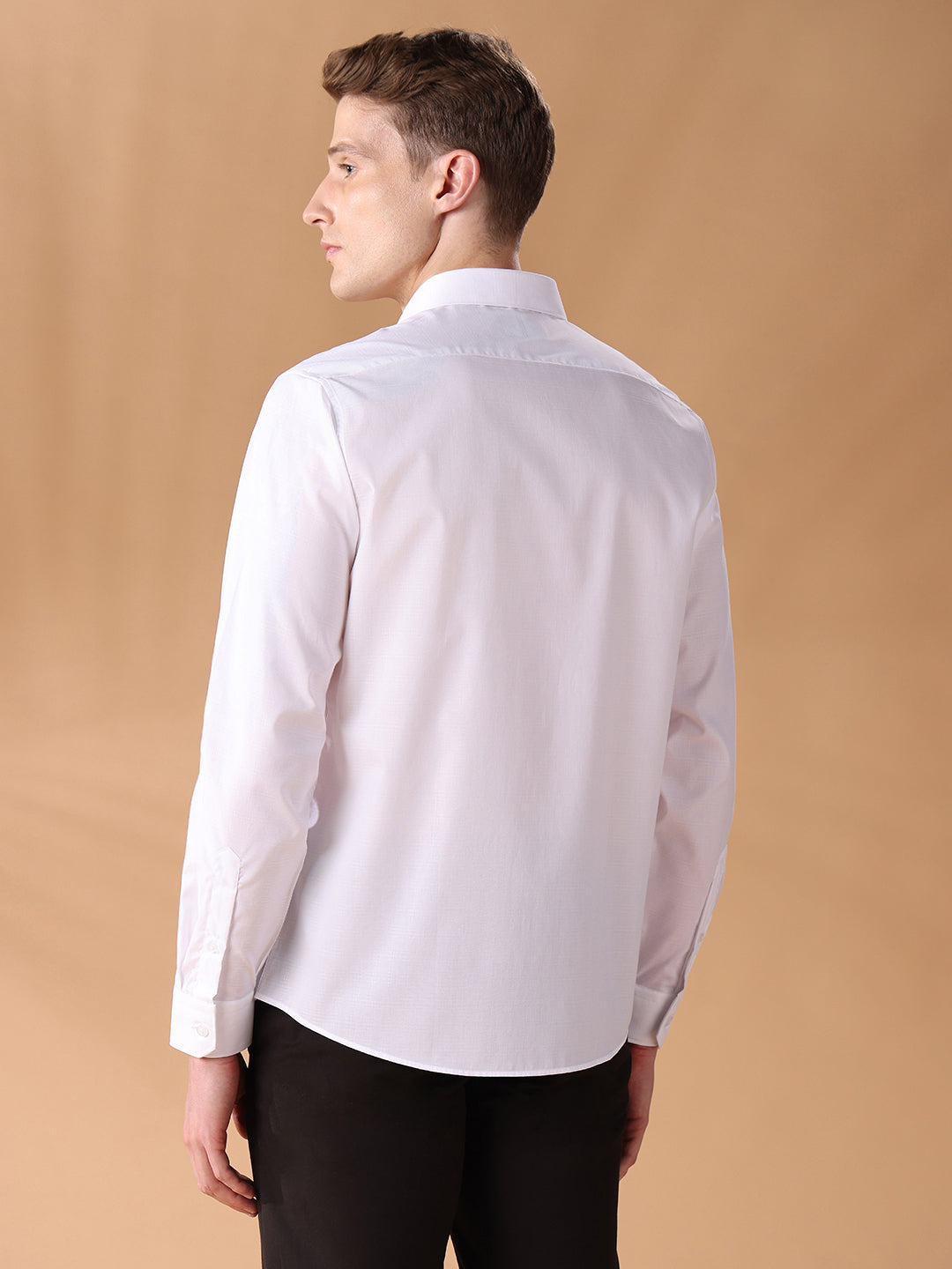 White Regular Fit Checked Formal Shirt for Men (CASSA)