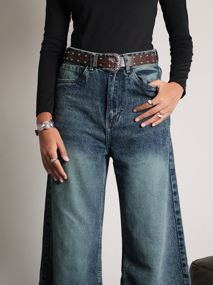 Galaxy Blue Washed Super Wide Leg Jeans