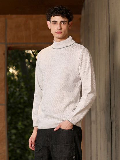 Herringbone Textured Pullover Sweater