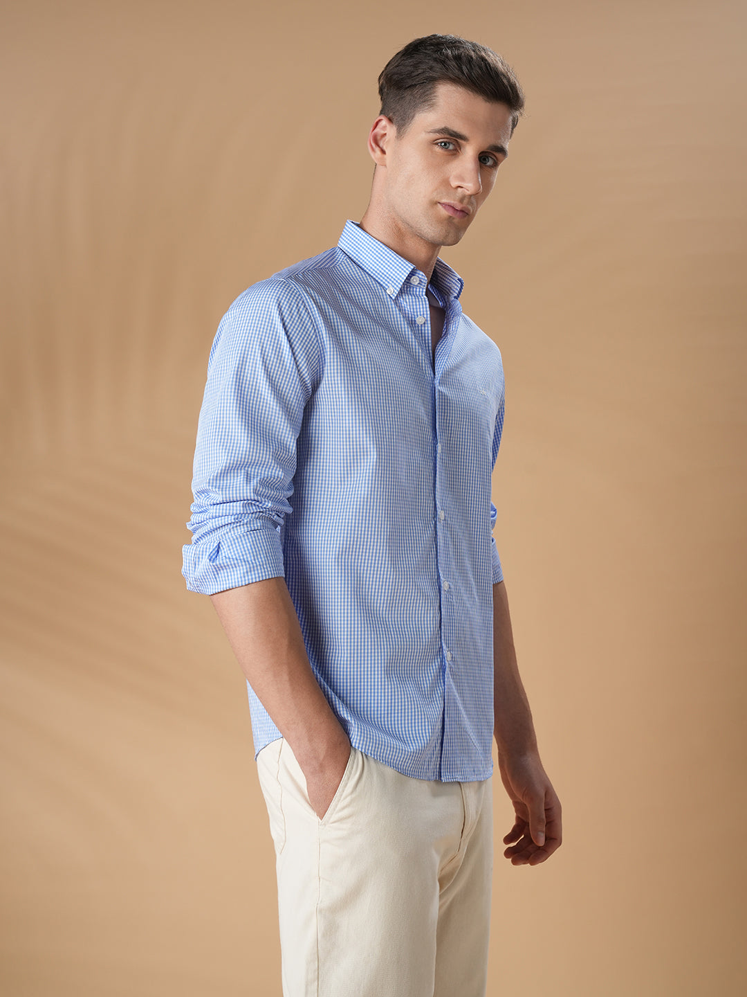 Blue Regular Fit Formal Cotton Shirt for men (CUDEL)