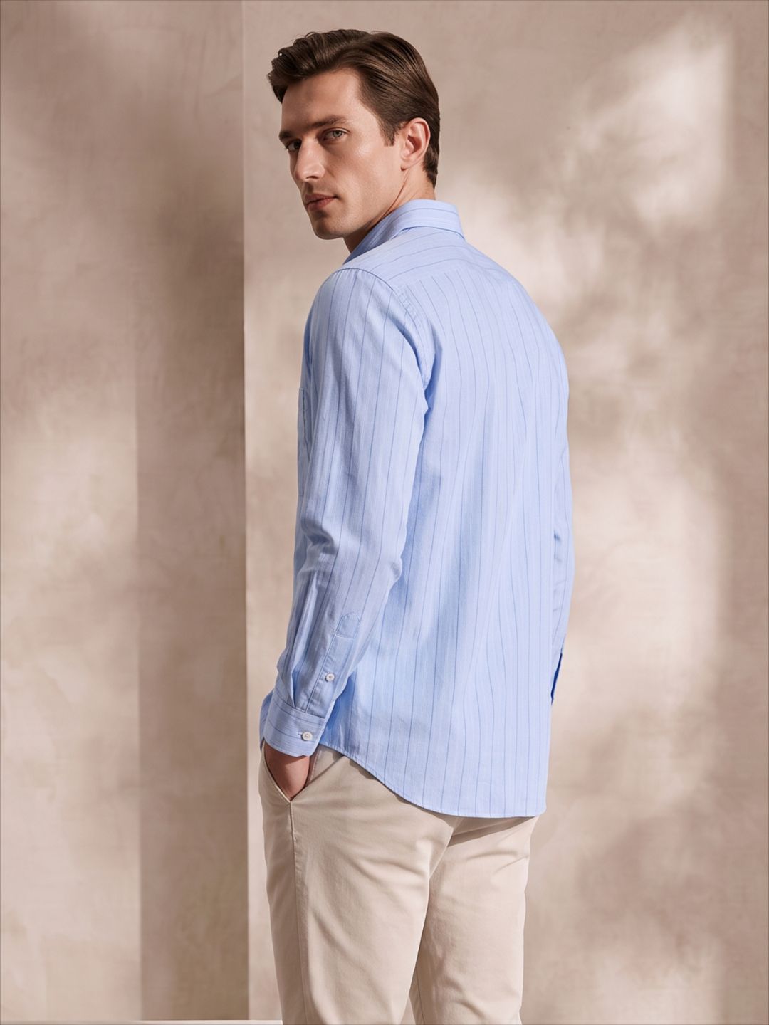Relaxed Fit Blue Cotton Casual Shirt for Men (BIEN)