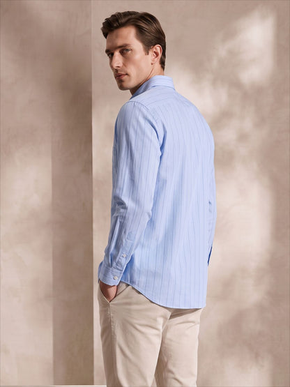 Relaxed Fit Blue Cotton Casual Shirt for Men (BIEN)