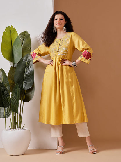 Barara Women's Mustard Yellow Kurti