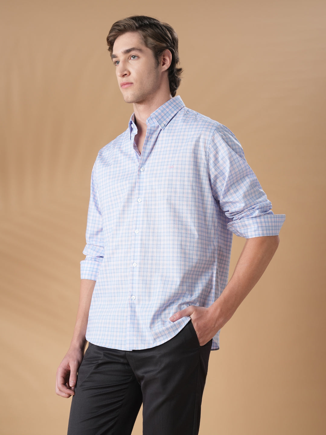 Blue Regular Fit Formal Cotton Shirt for men (COBOL)