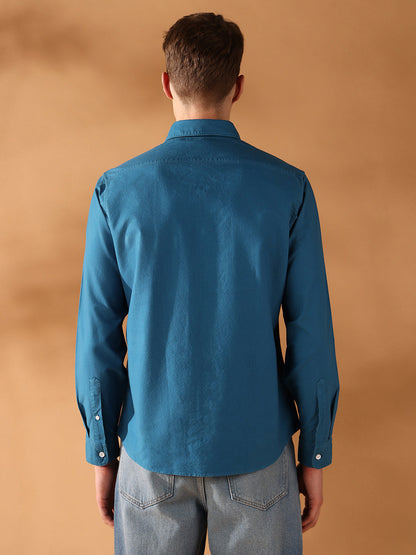 Teal Regular Fit Solid Casual Shirt for Men (BENAR)