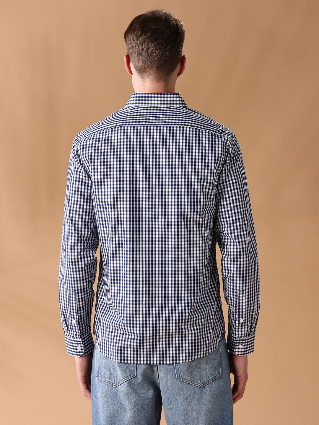 Blue Regular Fit Checked Casual Shirt for Men (LARS)
