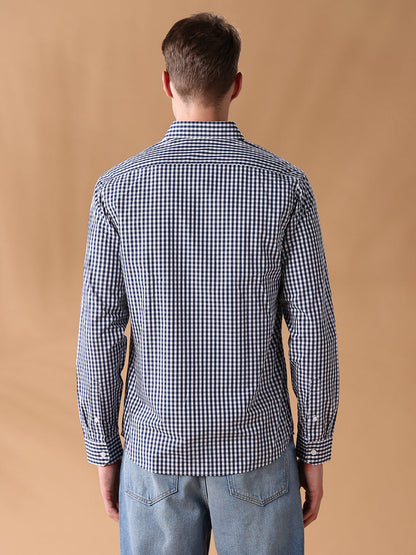 Blue Regular Fit Checked Casual Shirt for Men (LARS)