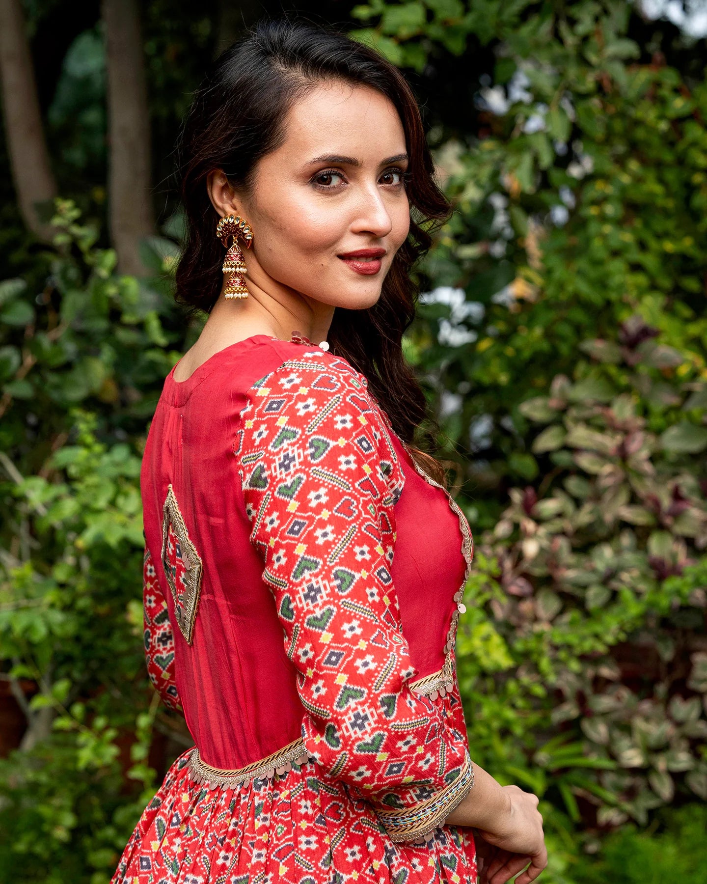 Red Patola Kurta Set