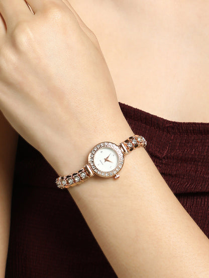 The Polished Opulent Round Watch - Champayne Gold