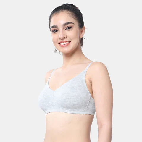 Grey melange t shirt bra Envie non wired non padded full coverage seamless bra invisible under clothes daily wear