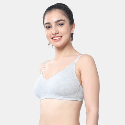 Grey melange t shirt bra Envie non wired non padded full coverage seamless bra invisible under clothes daily wear