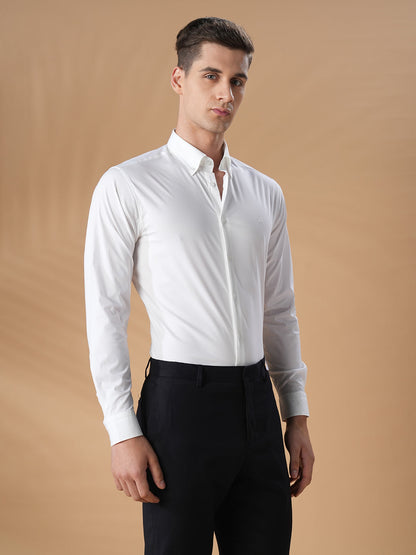 White Regular Fit Formal Cotton Shirt for men (COLTA)