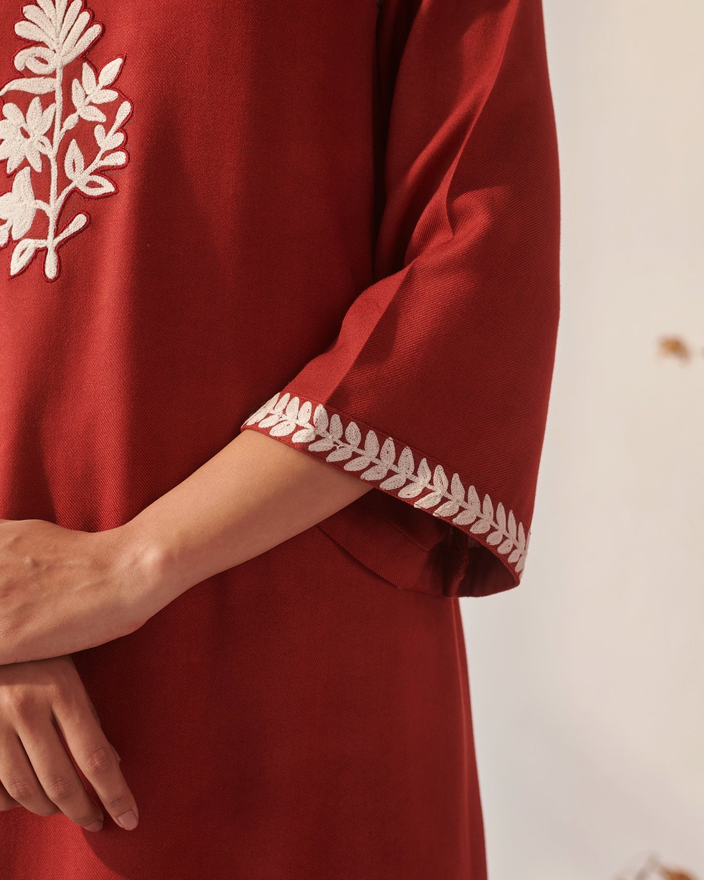 Maroon Pashmina Kurta Set