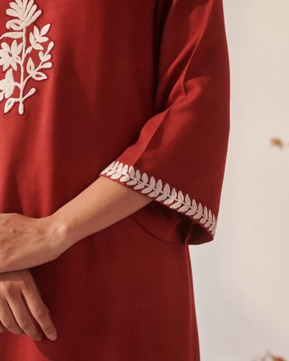 Maroon Pashmina Kurta Set