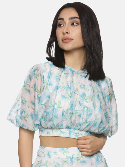 Buy Half Sleeve Puffed Crop Top For Women