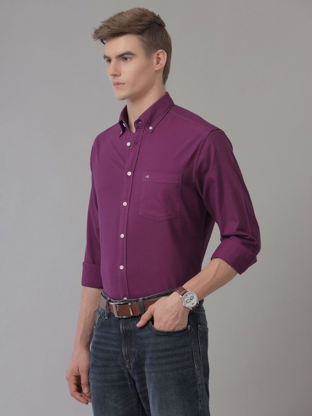 Aldeno Men Oxford Magenta Casual Shirt (GIPAL)
