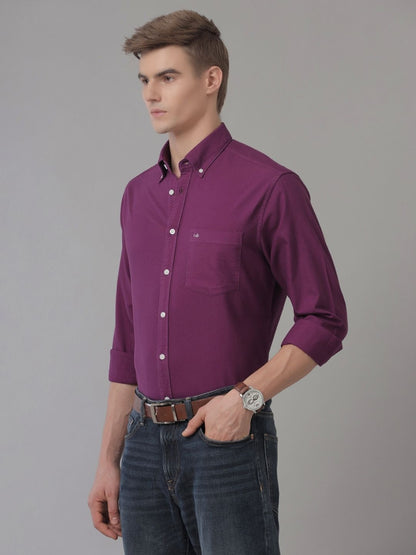 Aldeno Men Oxford Magenta Casual Shirt (GIPAL)