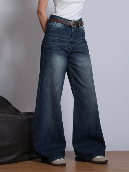Oxford Blue Washed Super Wide Leg Jeans