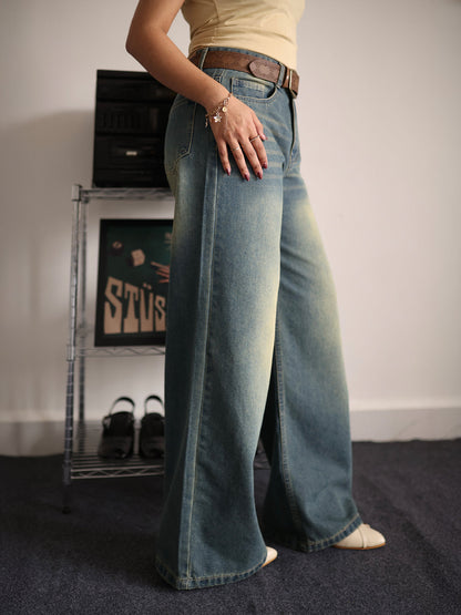 Vintage Drift Blue Tinted Wide Leg Jeans