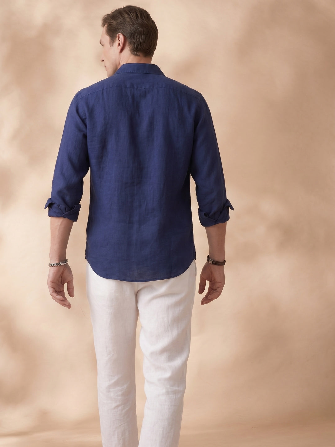 Slim Fit Linen Navy Blue Casual Shirt for Men (JANVO)