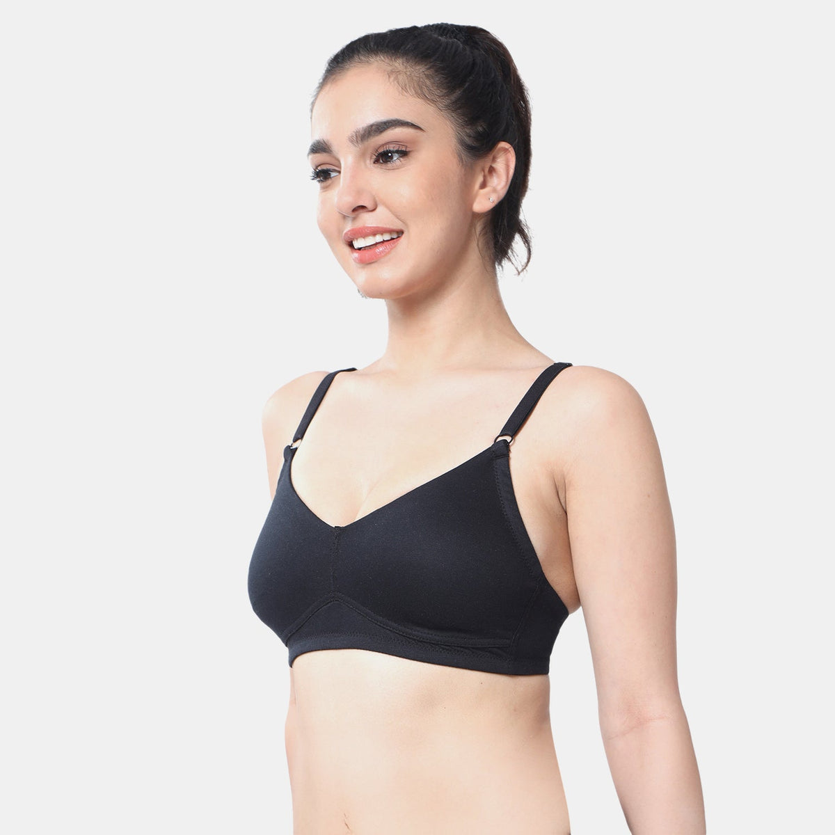 Envie non padded non wired full coverage t shirt bra NVB1092 black seamless smooth everyday comfort bra for women