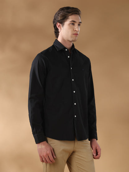 Black Regular Fit Casual Denim Shirt for men (LIRRA)