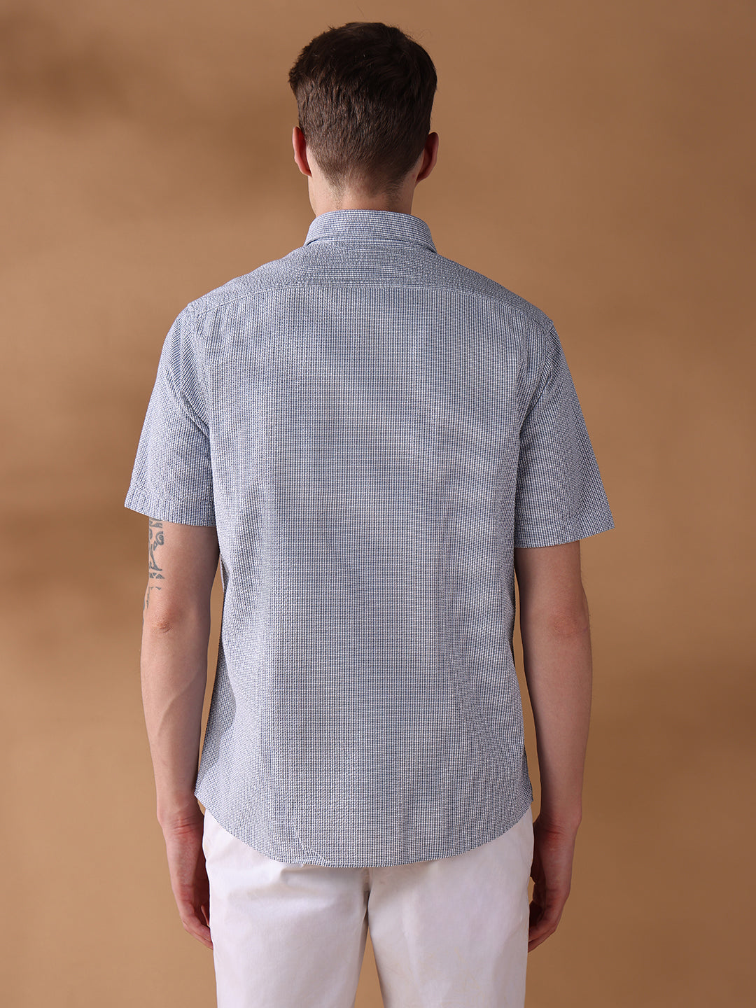 Blue Regular Fit Checked Casual Shirt for Men (LAISA)
