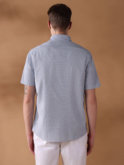 Blue Regular Fit Checked Casual Shirt for Men (LAISA)
