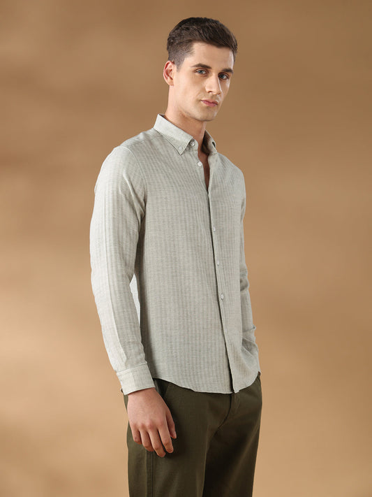 Green Regular Fit Casual Cotton Shirt for men (CINTIO)