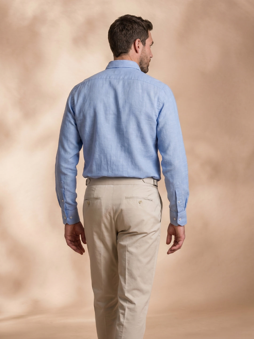 Regular Fit Linen Blend Blue Formal Shirt for Men (LINEE)