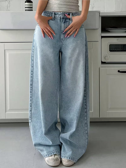 80s Ice Blue Washed Super Wide Leg Jeans