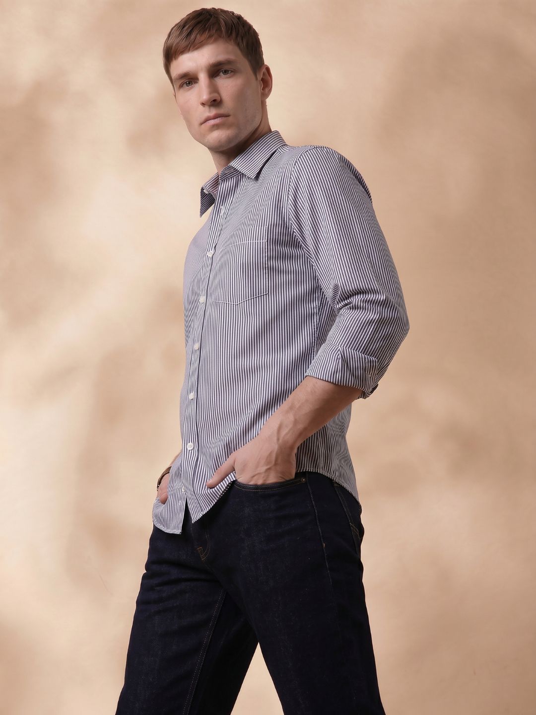Slim Fit Cotton Purple Casual Shirt for Men (BERGI)