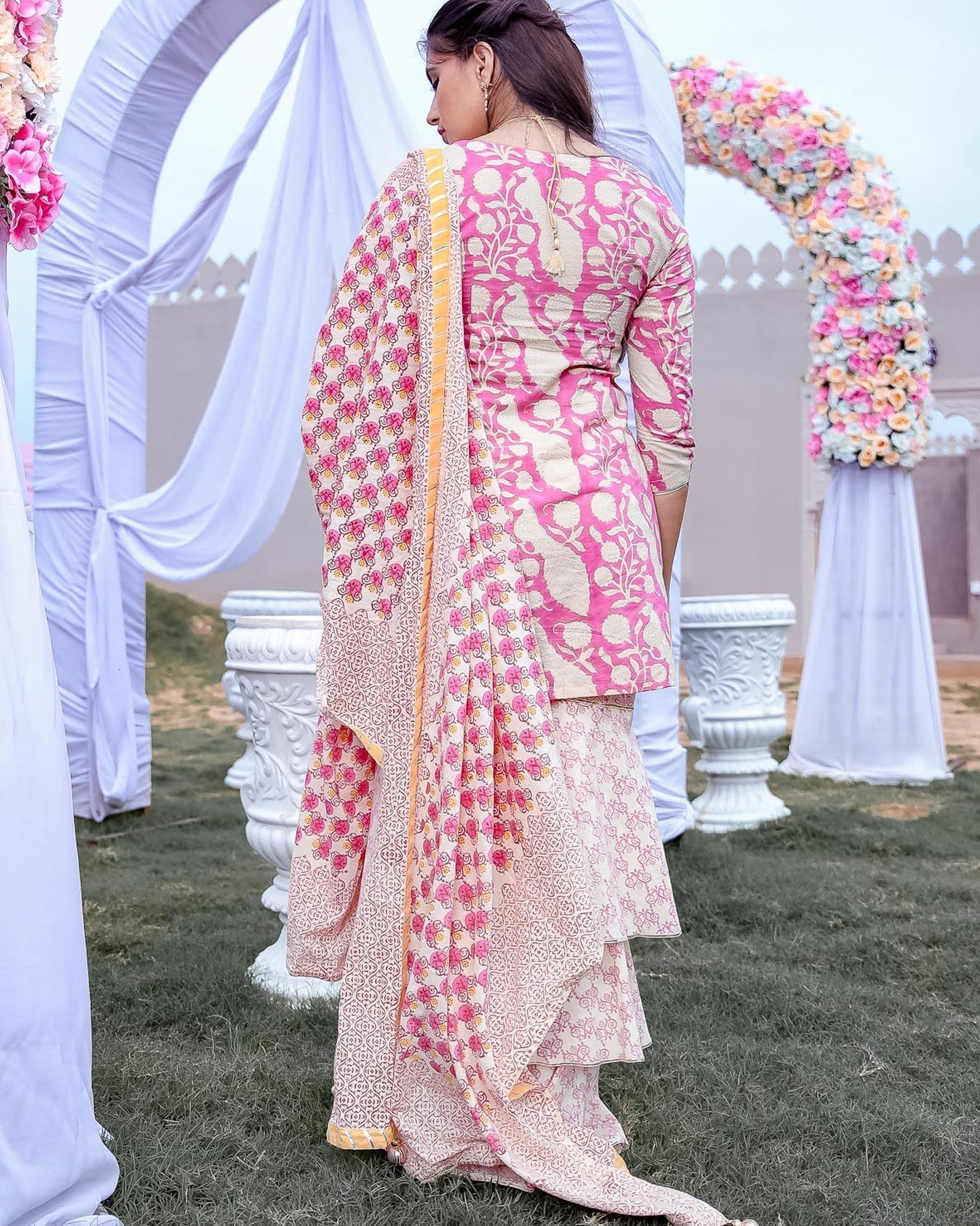 Golden Peacock Sharara Set