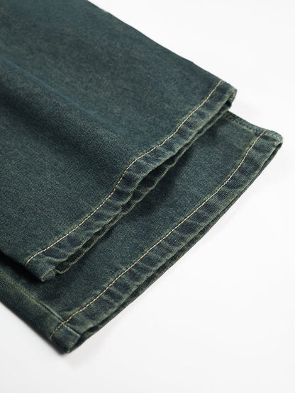 80s Grunge Streetwear Blue Tinted Wide Leg Jeans