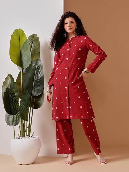 Barara Women’s Red Polka Dot Kurta Set