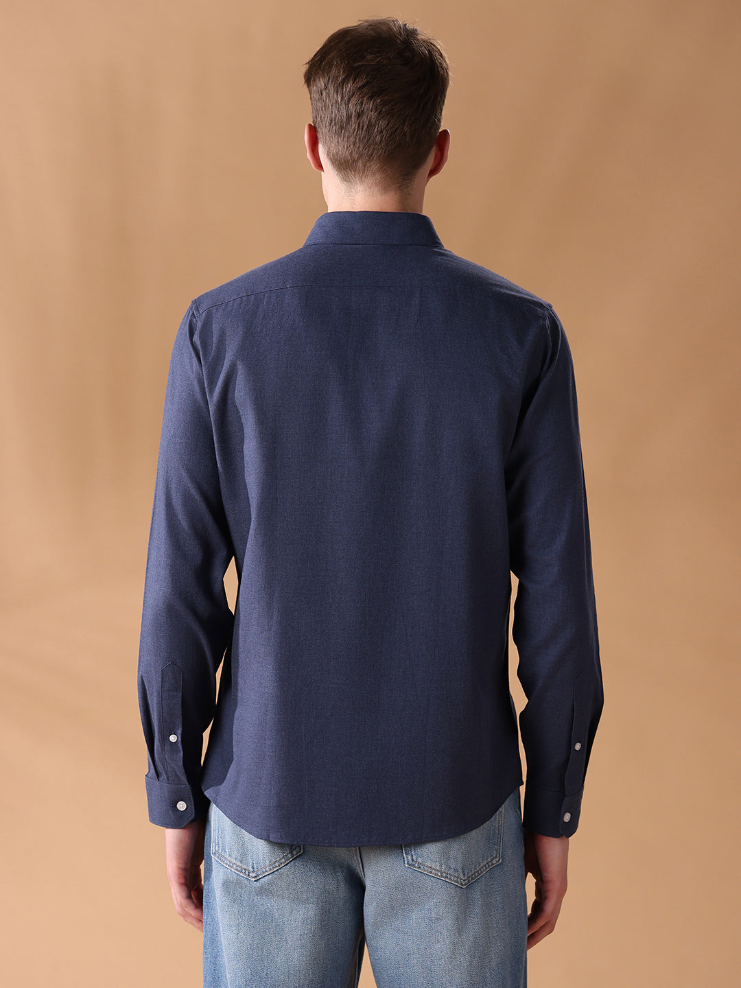 Navy Regular Fit Solid Casual Shirt for Men (CORDO)