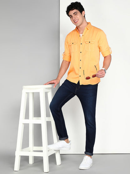 Kuons Avenue Men's Mango Cotton Twill Casual Shirt