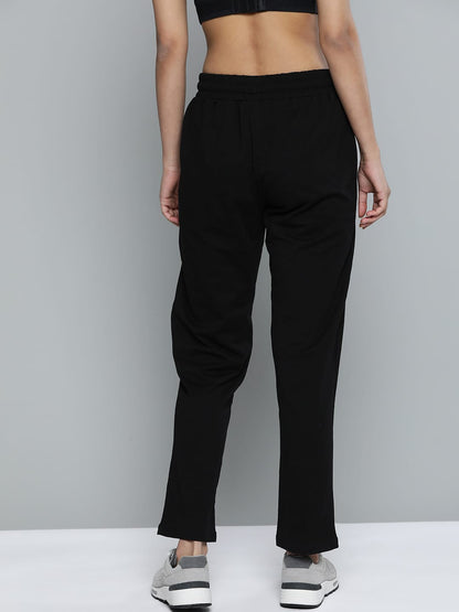 Alcis Women Black Solid Straight Fit Track Pants