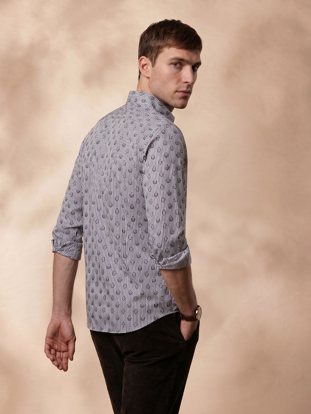 Regular Fit Cotton Brown Casual Shirt for Men (HEDON)